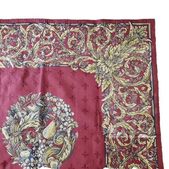 Vintage Goblys Made In France Fruit Tapestry 57"X 57" - Picture 3 of 9